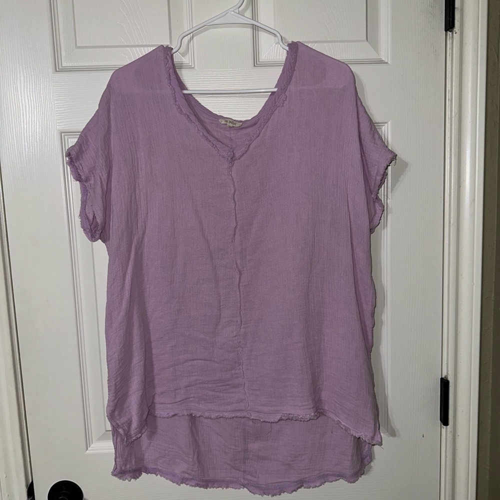 LA MIEL Lilac V-Neck Blouse